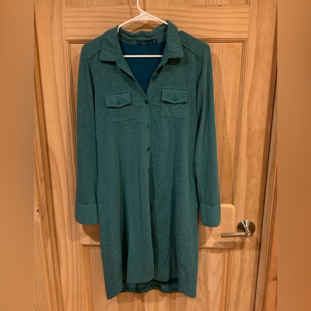 Prana teal long sleeve shirt dress